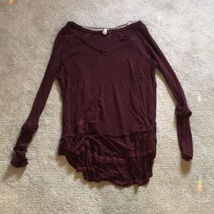 Free People Waffle Tunic Maroon